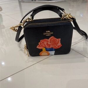 Coach x Tom Wesselmann Box Crossbody pebble leather with a rose print